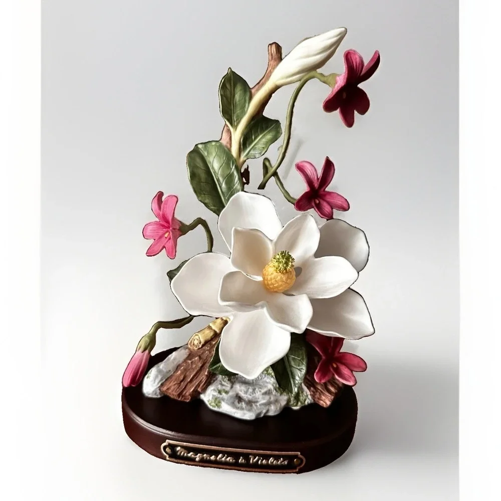 Rare 1996 Homco Magnolia And Violets, Marys Floral Collection